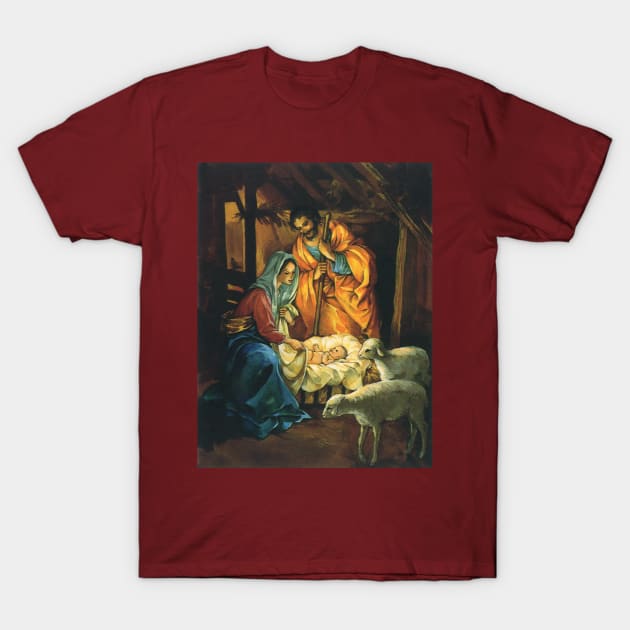 Vintage Christmas Nativity Scene T-Shirt by MasterpieceCafe